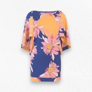 Trina Turk Breeze Tropical Floral Cover Up Dress Kaftan Large NWT Resort Wear